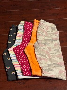Bundle of Five Girls Leggings of Various Colors